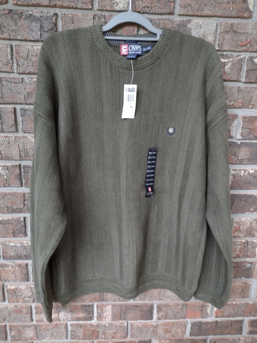NWT Chaps Ralph Lauren Sweater Pullover Green Hand Framed Crew Neck Men Size XXL